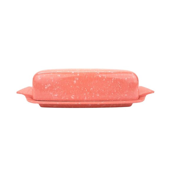 Melmac Other - Vintage Allegro Melmac Butter Dish Joan Luntz Speckled Salmon Coral 1950s MCM